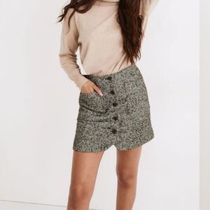 Madewell Herringbone Wool Button-Front MiniSkirt Size 16